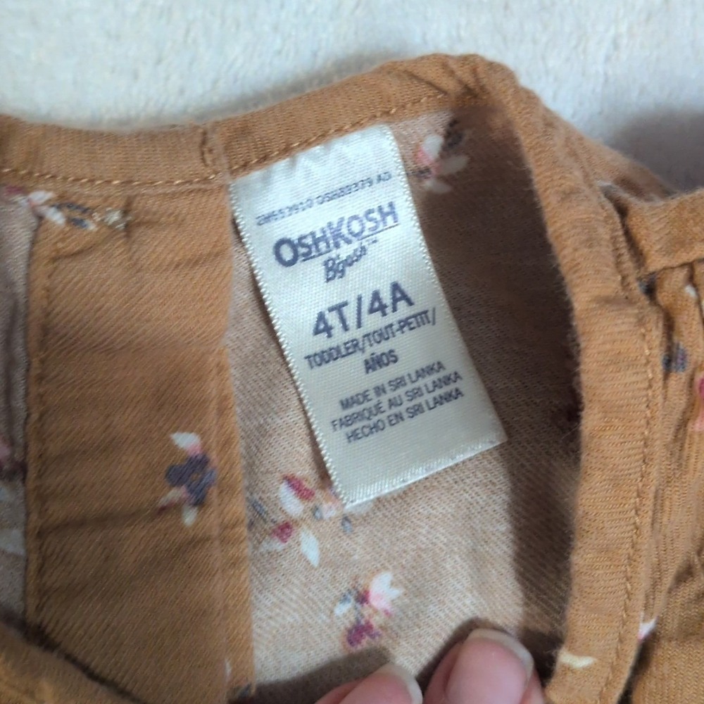 OshKosh B'gosh Floral Long Sleeve Dress Set 4T Navy Mustard Excellent 2pc Bundle - Picture 6 of 7